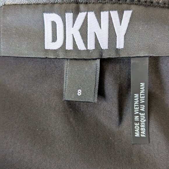 2 for $30 NWOT DKNY Tweed Faux Wrap Black Metallic Mini Skirt w Leather Trim 8 - Picture 5 of 7